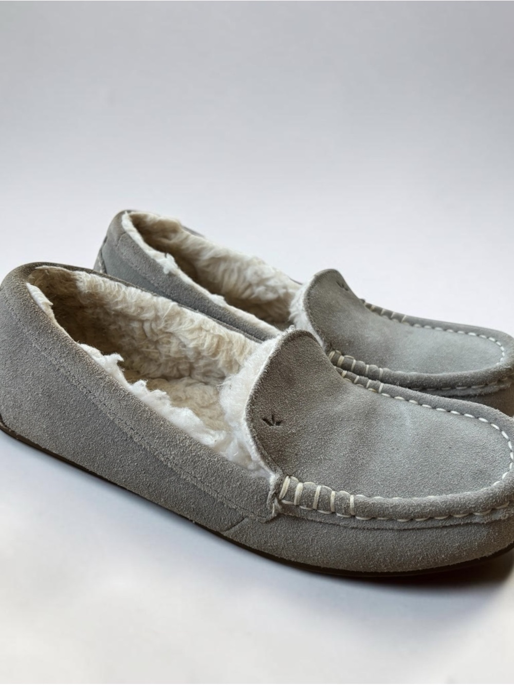 KOOLABURRA UGG Women Size 7 Gray Suede Moccasin Fur Lined